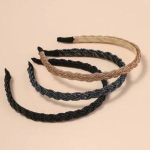 3 pack beaded braid headbands